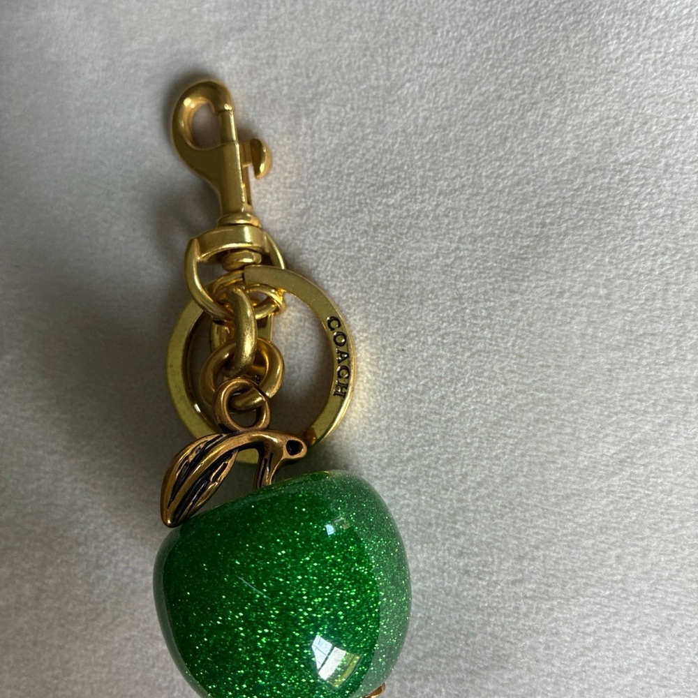 Coach Glittery Green Apple Key Holder